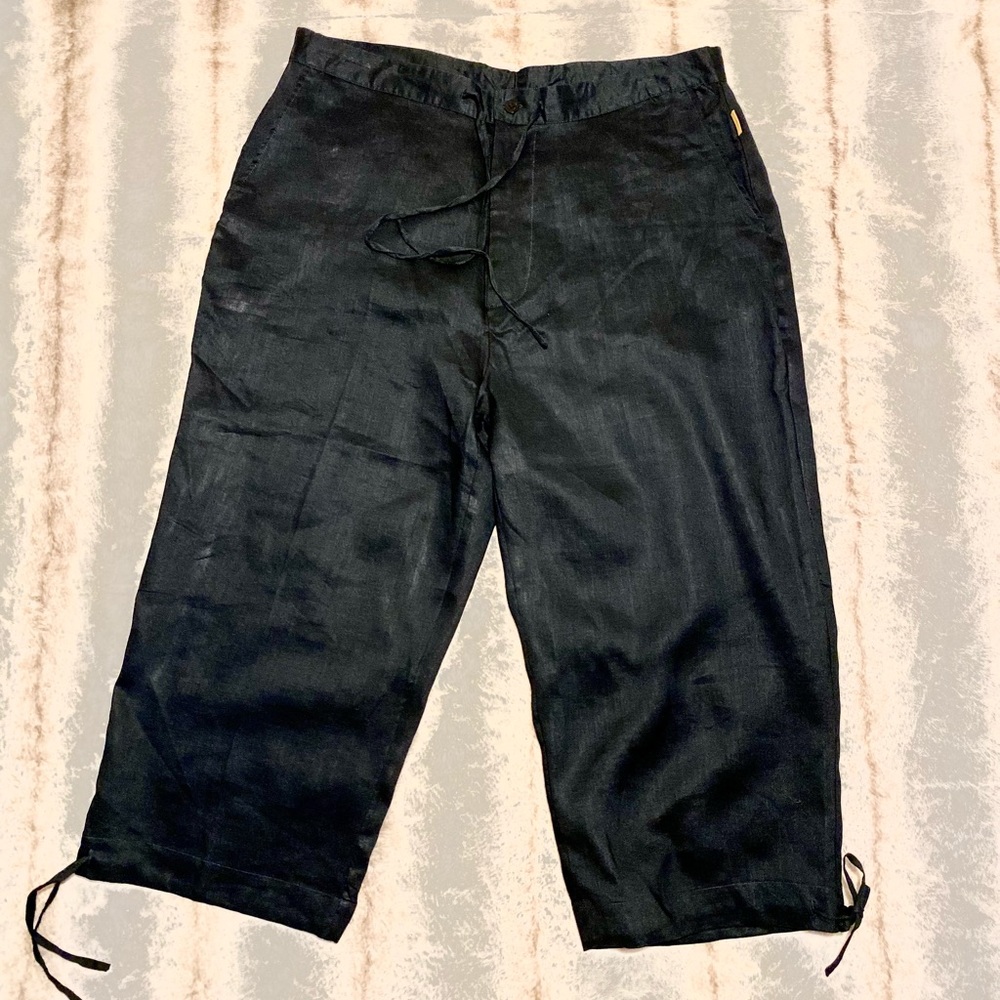 Linen Capri MECCA Gold Linen 100% Capri Wide leg Pants Classic black embellished